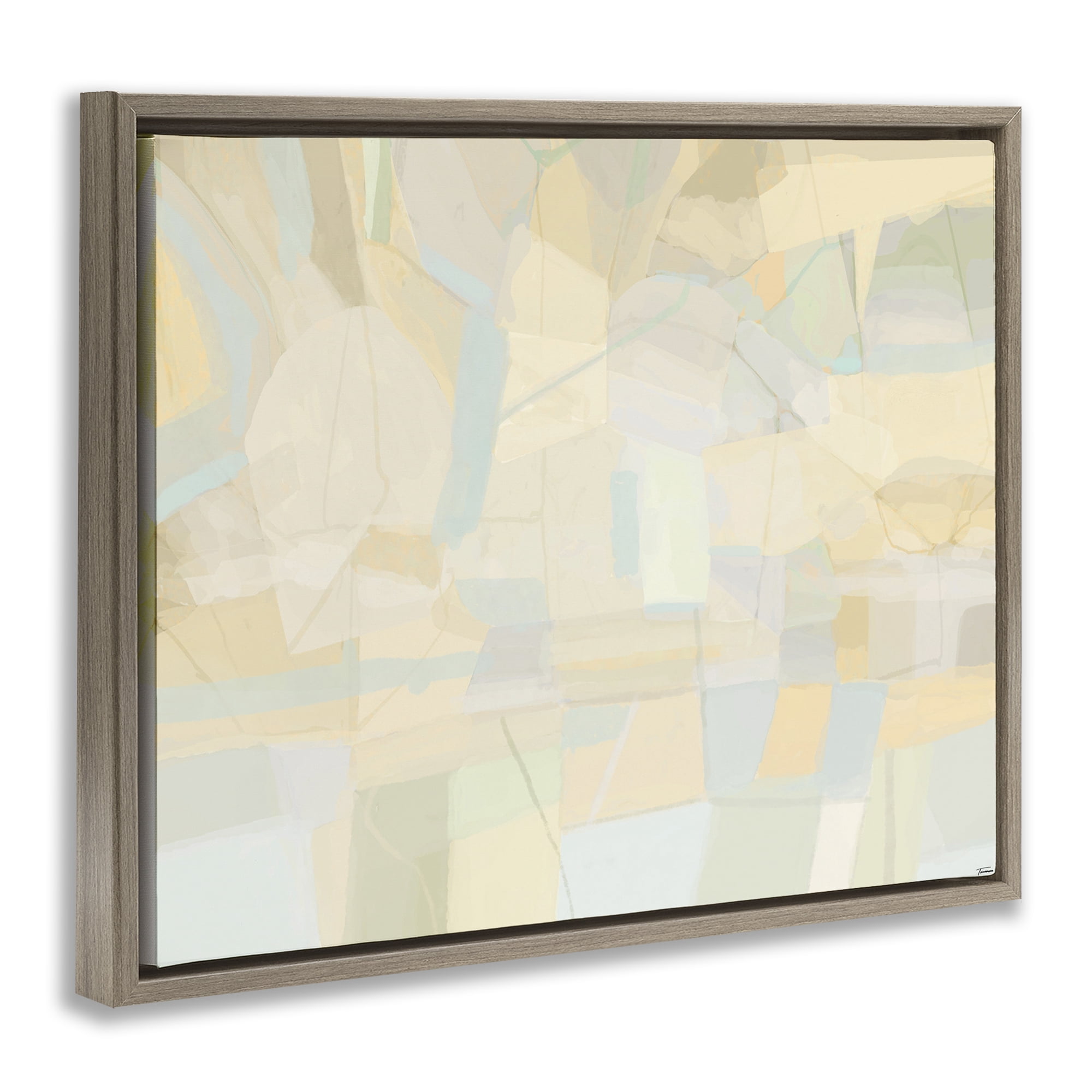 Stupell Industries Geometric Neutral Expression Abstract Painting Brown Floater Framed Canvas Art Print Wall Art, 31 x 25