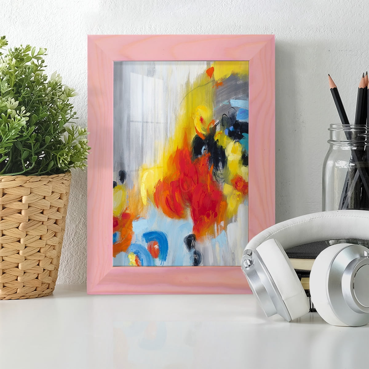 In the Loop I -Framed Print w/glass-Sunset Pink