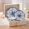 thumbnail image 2 of Vesteel 12 Pieces Bowls and Plates Set, Floral Ceramic Dinnerware Set for 4, Porcelain Tableware Dishes Set for Kitchen, Dining, Microwave & Dishwasher Safe, Vintage Blue, 2 of 10