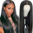 thumbnail image 3 of Fashionable Middle Part Lace Front Wig Long Straight Synthetic Hair For Women, 3 of 5