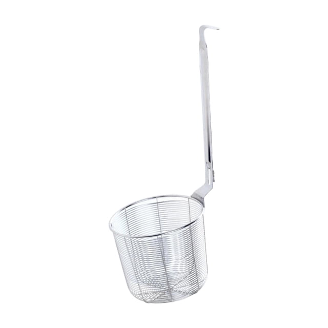 Lipstore Pasta Noodle Strainer Long Handle Frying Basket for Frying Straining Kitchen argent