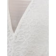 thumbnail image 5 of INSPIRE CHIC Women's Lace V Neck Chiffon Puff Sleeve Dressy Formal Leotard Bodysuit XL White, 5 of 6