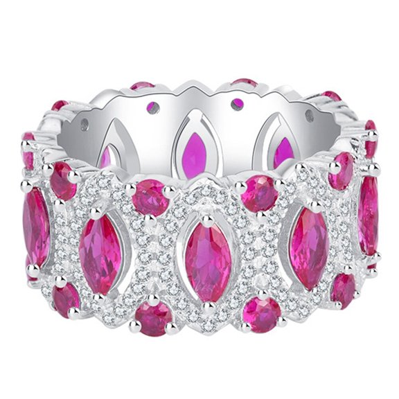 Luxury Bohemia 925 Sterling Silver Ruby High Carbon Diamonds Gemstone Women Ring Wedding Party Fine Jewelry