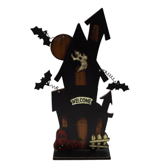 Floleo Halloween Wooden Tabletop Ornament, Spooky Ghost Pumpkin Witch Sign, Tiered Tray Decor, Mantel Shelf Desktop Indoor Halloween Party Decoration