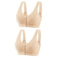 thumbnail image 1 of Plebaso Wireless Front Closure Bras for Women 2 Pack Full Coverage Everyday Bras Push up Comfort Bralettes, 1 of 2
