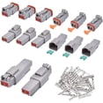 thumbnail image 1 of Conectores de cables eléctricos, 8 juegos, 2 pines, 16-20AWG, impermeables, sellados, para automóviles, color gris, macho y hembra., 1 of 4