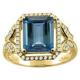 thumbnail image 1 of 14K Yellow Gold Natural London Blue Topaz Ring Octagon Shape 10x8 mm Diamond Accents, size 9, 1 of 3