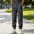 thumbnail image 2 of SGFCWSX Boys Jogger Cargo Pants, Elastic Waist Lightweight Trousers with Multi Pockets for Outdoor Playwear Outfits Dark Gray Size 14, 2 of 9