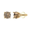 thumbnail image 2 of 1.5 Ct Round Cut Studs Champagne Crystal 18K Yellow Solid Gold Everyday Dainty Earrings Screw Back, 2 of 7