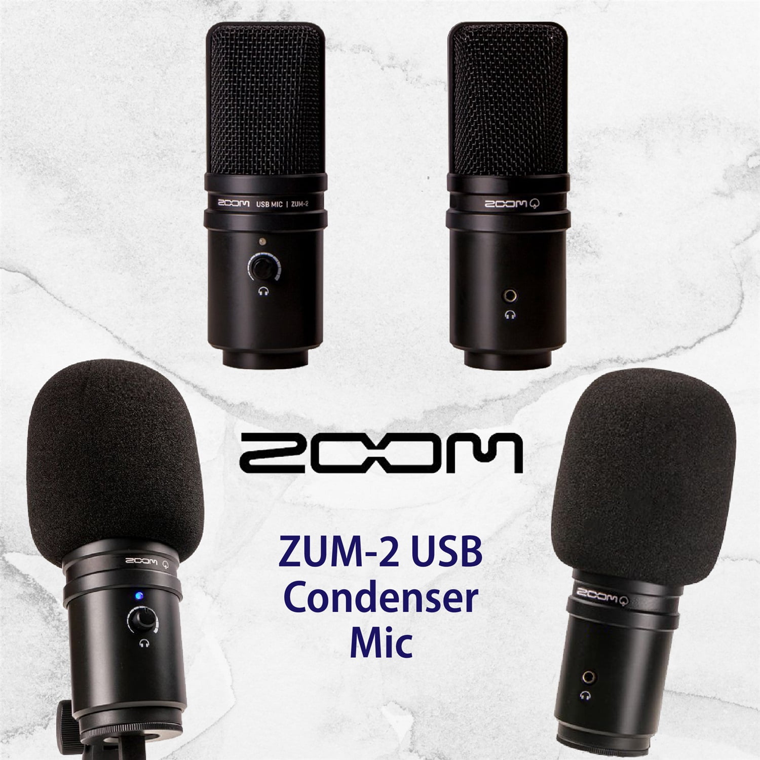 Zoom ZUM-2 Dual Mic Podcasting Bundle – Includes 2 USB Condenser Microphones, 2 Headphones, 2 Tripod Stands, 2 Mic Mounts, 2 Windscreens, 2 USB Cables, 32GB microSDHC Card w/ Adapter & Cleaning Cloth