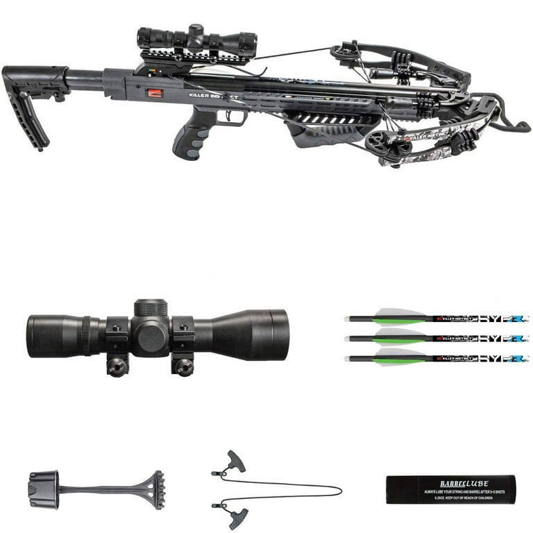 Killer Instinct Burner 415 Crossbow Bow Archery Pro Package with 3