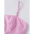 thumbnail image 3 of Conjunto de ropa de verano para mujer: top de tirantes finos sin mangas con estampado de rayas y shorts con cintura elástica (2 piezas)., 3 of 9