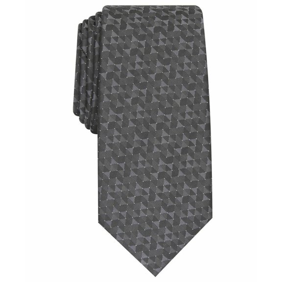 Alfani Men's Black Palmas Geometric Silk Blend Slim Tie B4HP
