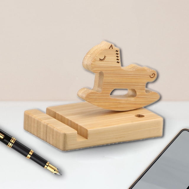 Soporte para Teléfono de Caballo de Dibujos Animados, Estación de Acoplamiento de Madera, Soporte para Bolígrafo Portátil, Adorno de Escritorio, Regal Macarena soporte para teléfono