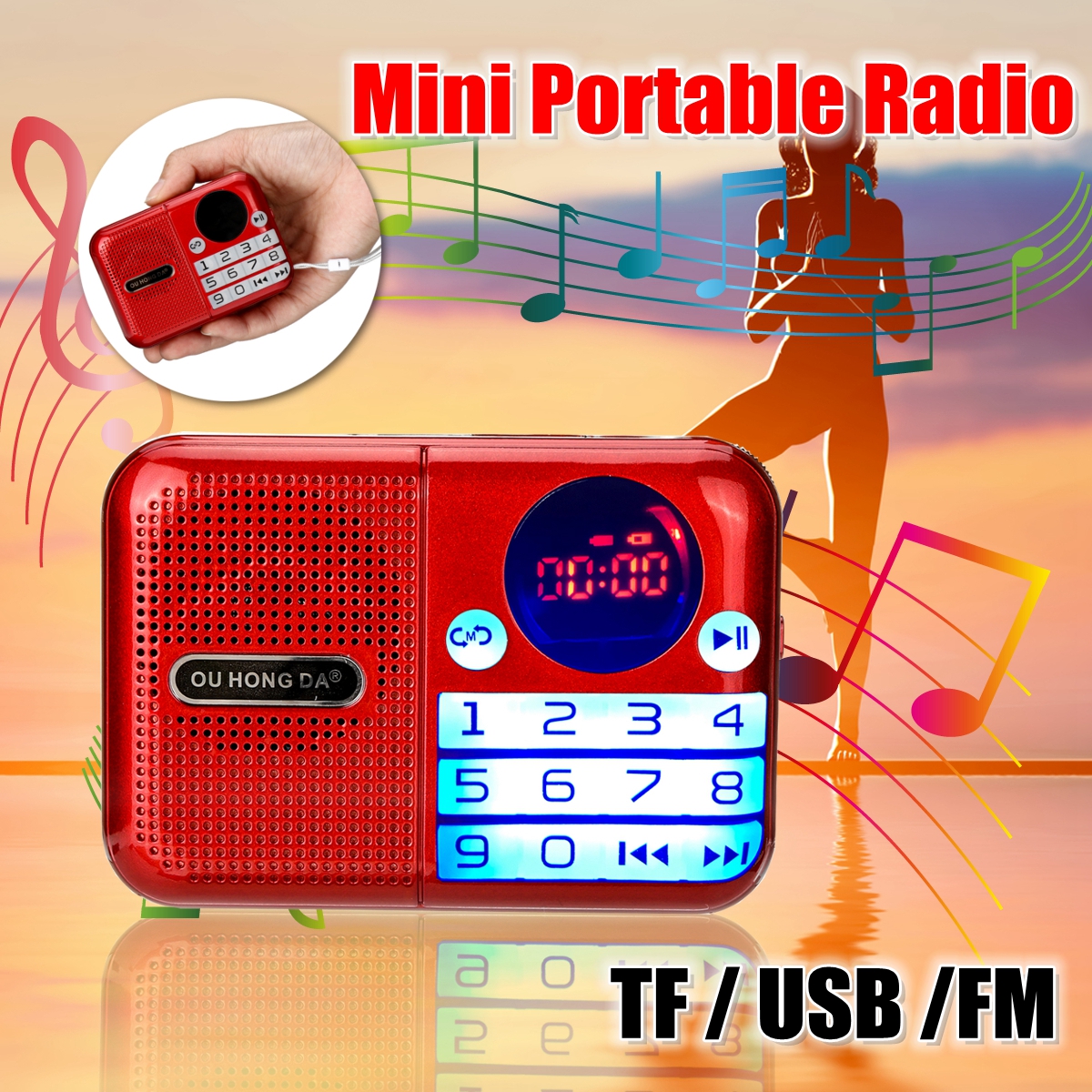 Mini Portable Radio USB Digital Stereo MP3 Earphone Receiver Speaker FM