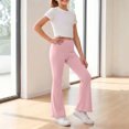 thumbnail image 4 of Resicozy Girls Ruffle Flare Leggings, High Waist Bell Bottom Pants for Kids, Dance Gymnastics Casual Leggings 3-15 Years Pink 120, 4 of 5