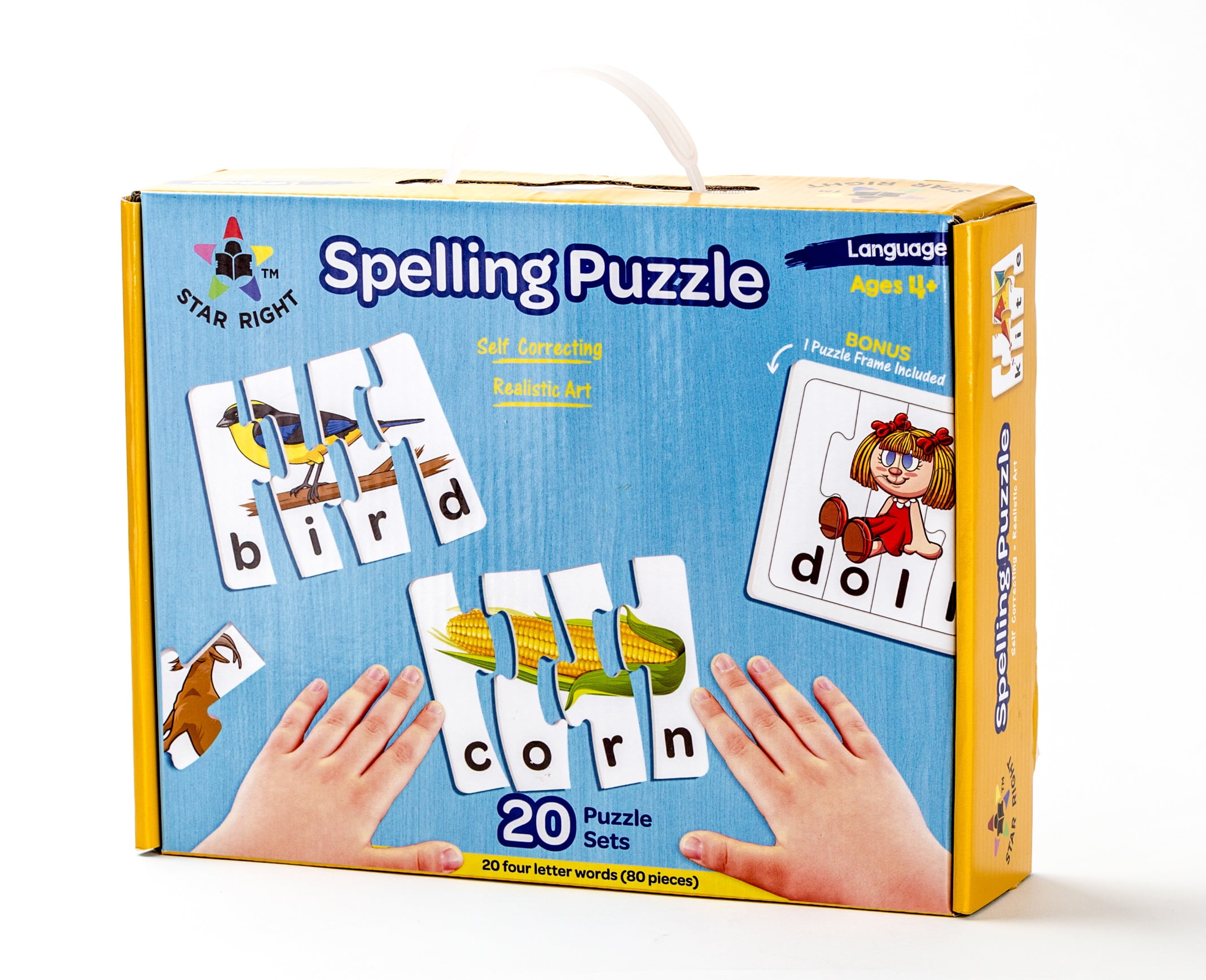 Star Right Spelling Puzzle 4 Letter Words, Set of 20 (80 pcs) w