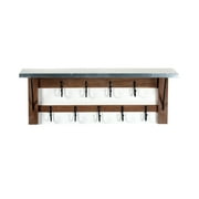 Alaterre Millwork 40" Double Row Hook Shelf - Wood/Zinc