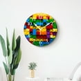 thumbnail image 4 of 12 Inch Wall Clock Battery Operated Silent Clock Decorative for Office, Kitchen, Outdoor, Living Room，Colorful Plastic Construction Block Building Blocks Print, 4 of 4