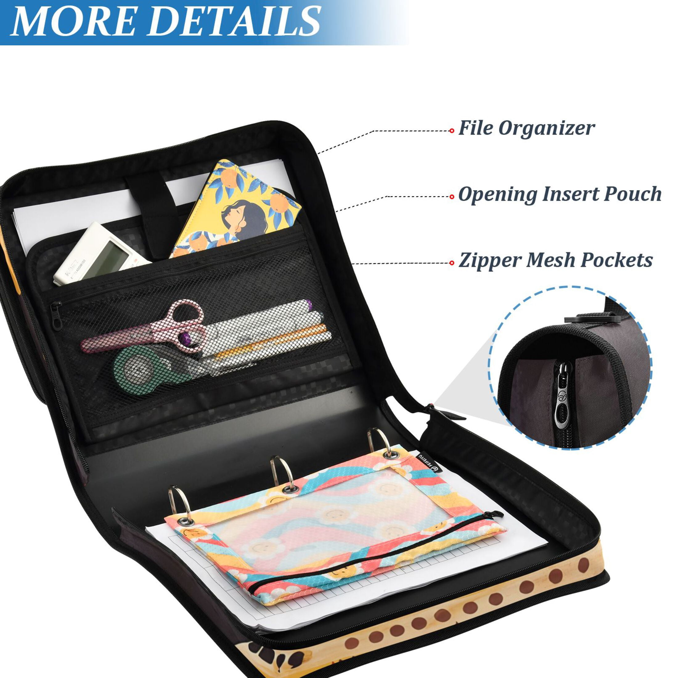 ALAZA Zipper Binder Totem Airplane 3 Ring Trapper Keeper File Folder Organizer Bag