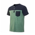 thumbnail image 6 of Mens Button Crewneck T-Shirts Short Sleeve Shirts for Men with Pocket Vintage Color Block Pullover Tees Tops 4th of July, 6 of 8
