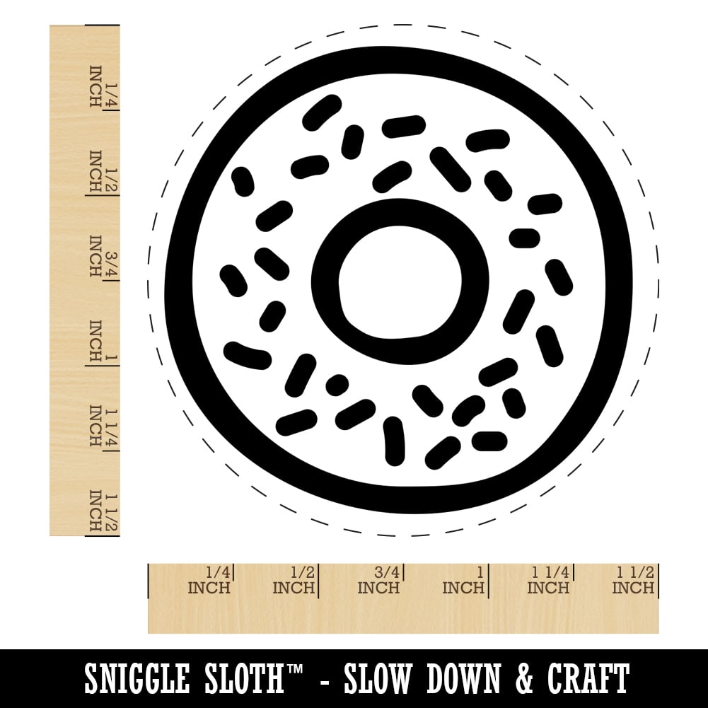 Donut Bagel Doodle Self-Inking Rubber Stamp Ink Stamper - Red Ink - Large 1-1/2 Inch