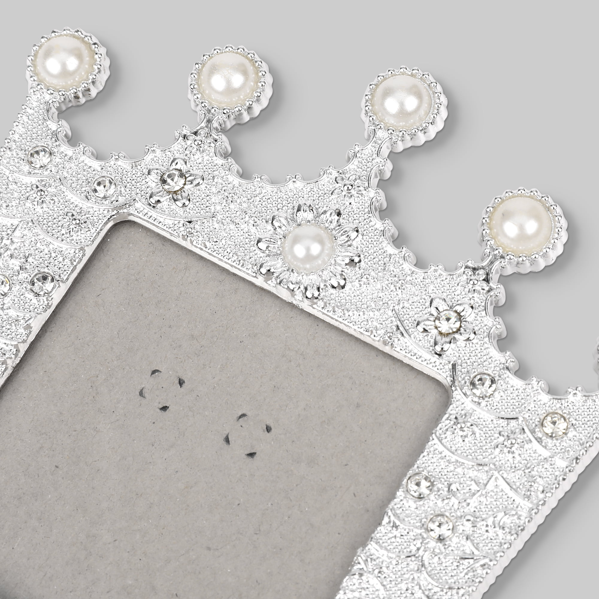 Unique Bargains Pearl Picture Frame Resin Photo Frames Silver 3x3