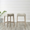 thumbnail image 3 of Xukmct 24" Upholstered Backless Bar Stools with Footrest, Wood Frame Bar Chair for Home, Dining Room, Kitchen, Bar, Set of 2, Tan, 3 of 5