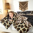 thumbnail image 3 of Manfei Cheetah Initial P Full Size Comforter Sets,Leopard Print Bedding Comforter Set,Black Brown,Black Reversible,3 Pieces,1 Comforter and 2 Pillowcases, 3 of 7