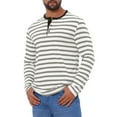 thumbnail image 5 of Men's Casual Long Sleeve Contrasting Colors Striped Henley T-Shirts XL White, 5 of 6