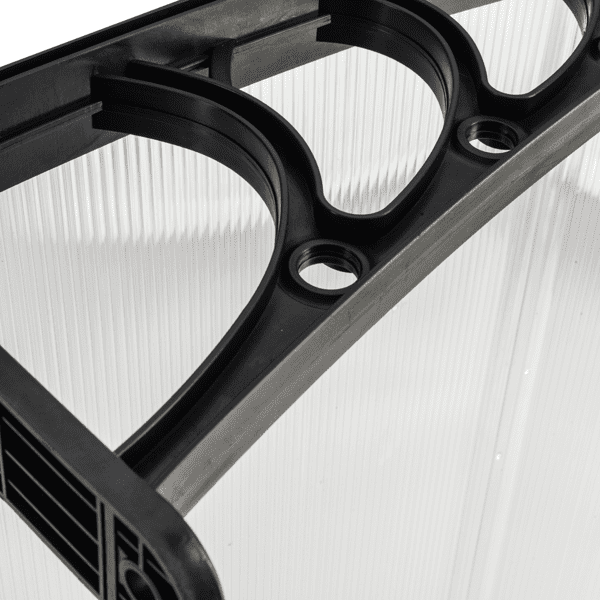 Alvantor Polycarbonate Door Awning with Black Brackets, 39.37 x 31.5 in