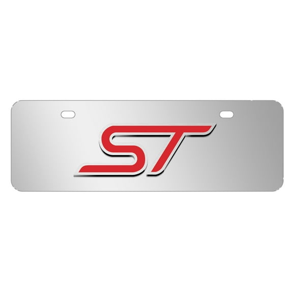 Ford Focus ST 3D Logo 12" x 4.25" European Look Chrome Half-Size Stainless Steel License Plate