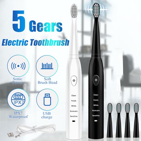 5 Mode Electric Toothbrush Rechargeable Oral Care Teeth Electronic Cleaning Health Waterproof Usb + 4 Brush