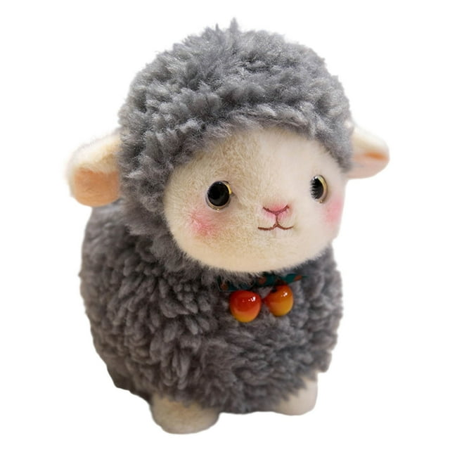 Huanglei Adorable Peluche d'Agneau Blanc Dessin Animé, Animal en Peluche Doux et Câlin, Poupée Mouton pour Enfants