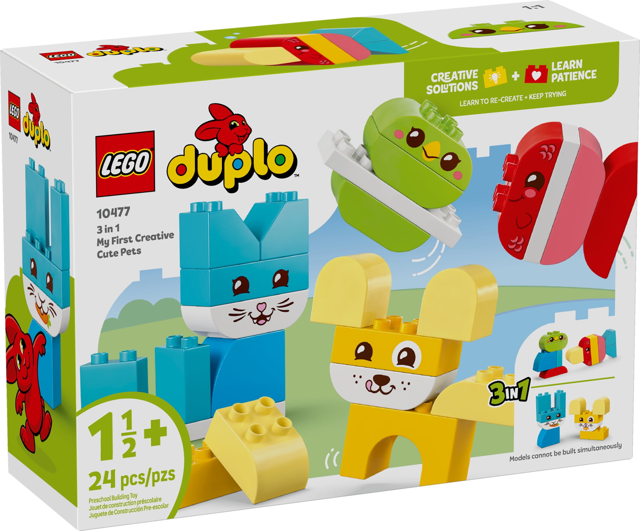 LEGO DUPLO My First 3 in 1 Creative Cute Pets Building Toy for Toddlers - Pretend Play Set for Boys & Girls, Ages 1.5+ - Learning & Education Toy for Preschoolers - Gift Idea for Birthdays - 10477