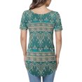 thumbnail image 3 of Túnica de manga corta con cuello en V de verano Impreso Criss Cross Camiseta casual Blusa de moda Tops para mujer Verde M, 3 of 6