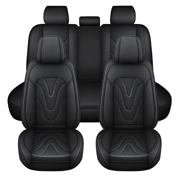 Car Seat Covers Full Set for Toyota Camry 2002-2025, Waterproof Faux Leather Car Seat Cover (5 Seats/Black Gray)