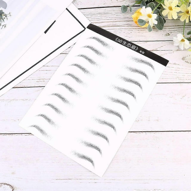 2 Sheets of Eyebrow Sticker Hair-like Simulation Waterproof Long Lasting Eyebrows for Women (Curved Eyebrow)