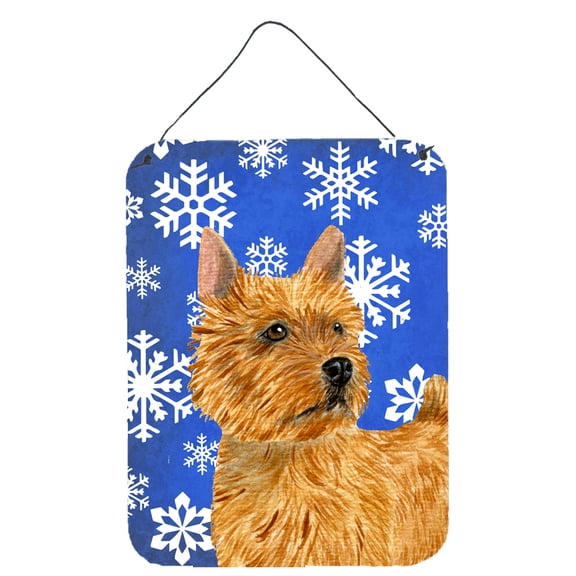 Norwich Terrier Winter Snowflakes Holiday Wall or Door Hanging Prints