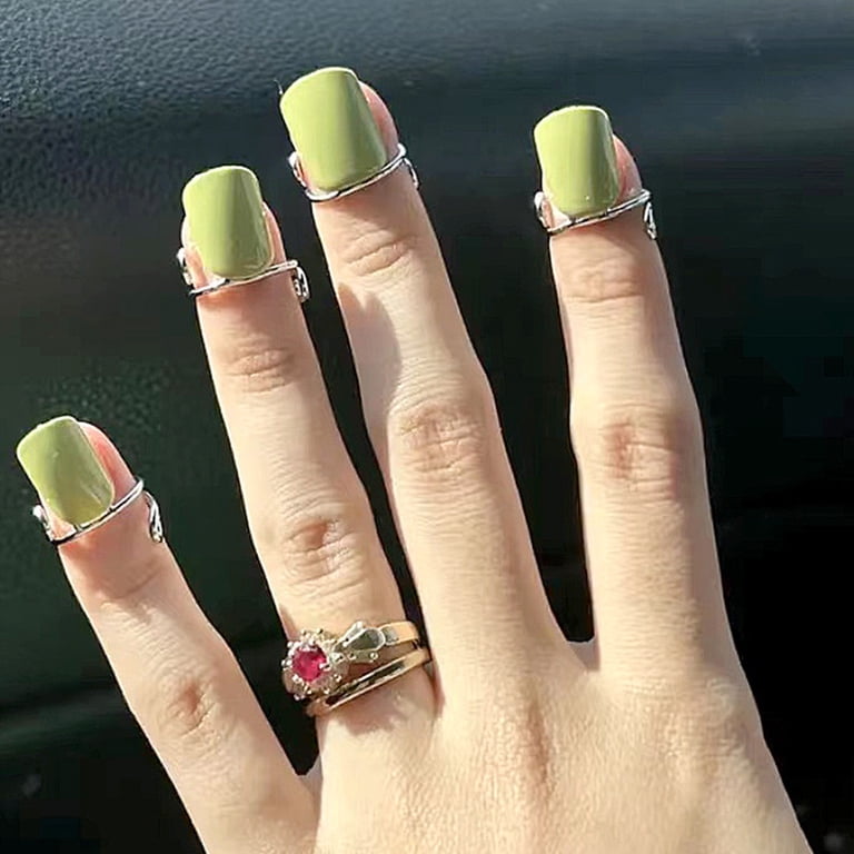 BYHONG Wudu Nail Rings Non Tarnish 10PCS Adjustable No Glue No Women Gift  Ring Set for HALAL NAILS Decoration (10 Pieces) Rings for Women Pack Gold 