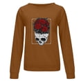 thumbnail image 4 of Mujeres Casual Manga Completa Cuello Redondo Tops Camisas Sueltas Blusa Jersey Estampado Sudadera Pompotops FGAJ18576, 4 of 5
