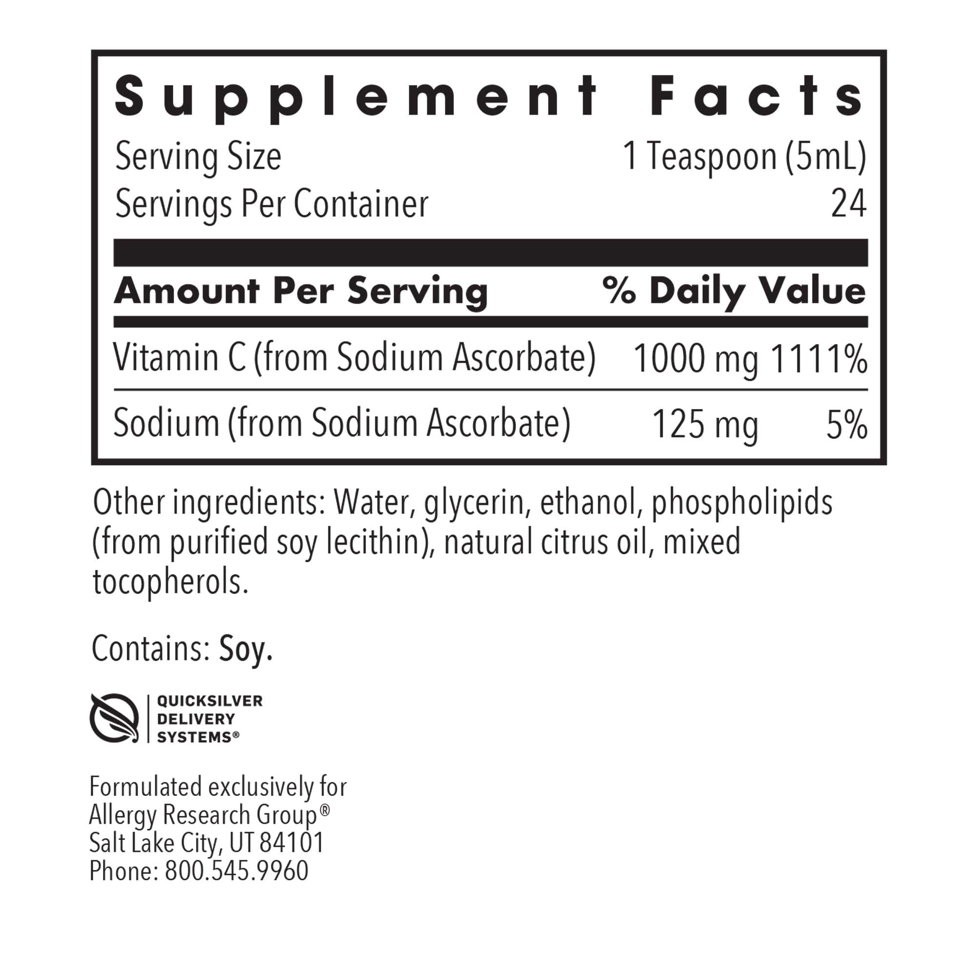ARG Micro Liposomal C 1000 mg - Liposomal Vitamin C Liquid - Enhanced Absorption Antioxidant - Immune & Collagen Support - Hypoallergenic & Non-GMO - 24 Servings - 120 mL