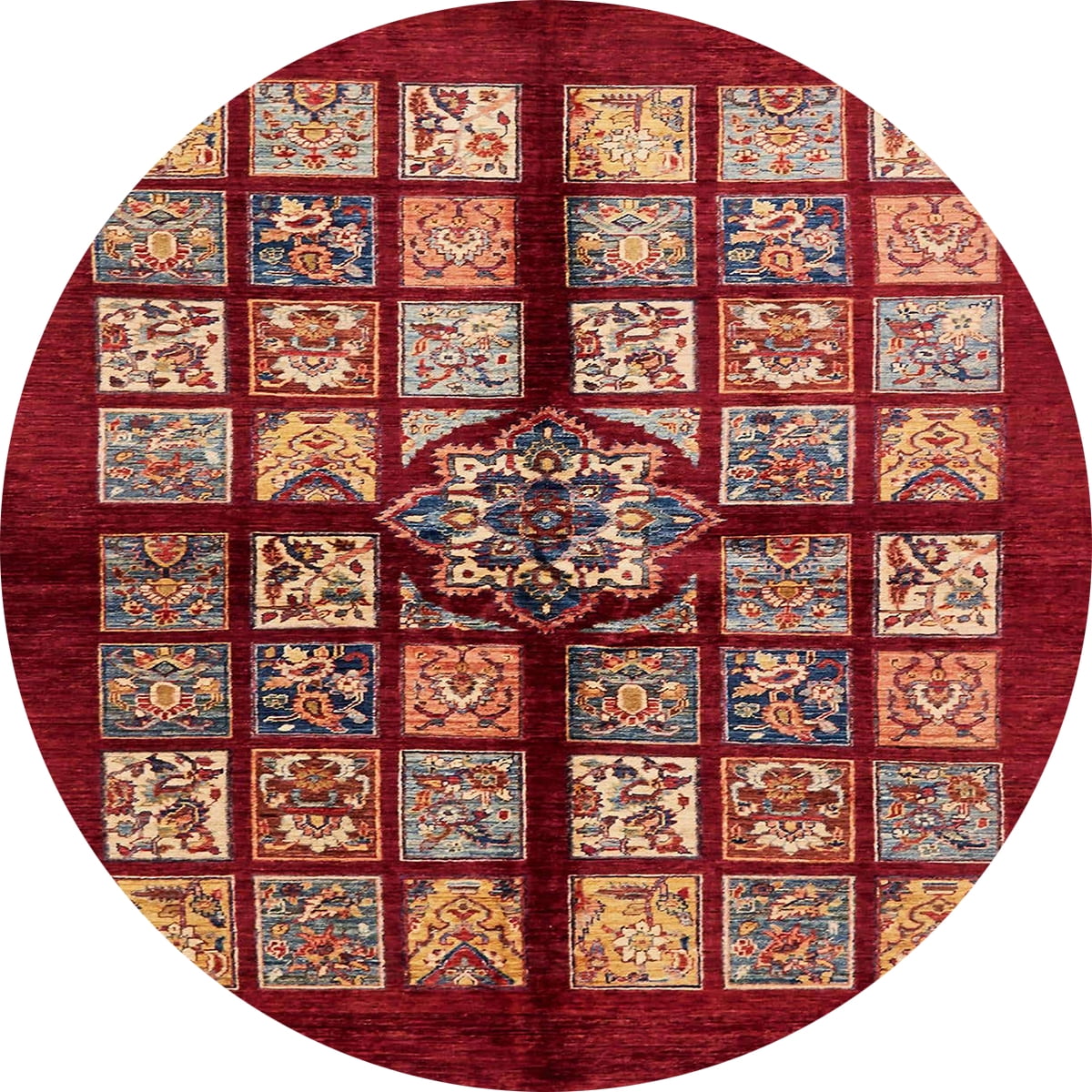 Ahgly Company Indoor Round Abstract Red Abstract Area Rugs, 8' Round ...