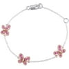 Cutie Pie 1/3 Carat T.G.W. Created Pink Sapphire Sterling Silver Butterfly Baby Bracelet, 5" with 1" Extender