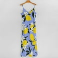 thumbnail image 5 of Lemons Blossoms Blue Background Pattern Sleeveless Dress Women's Evening Dress Womans Clothing, 5 of 9
