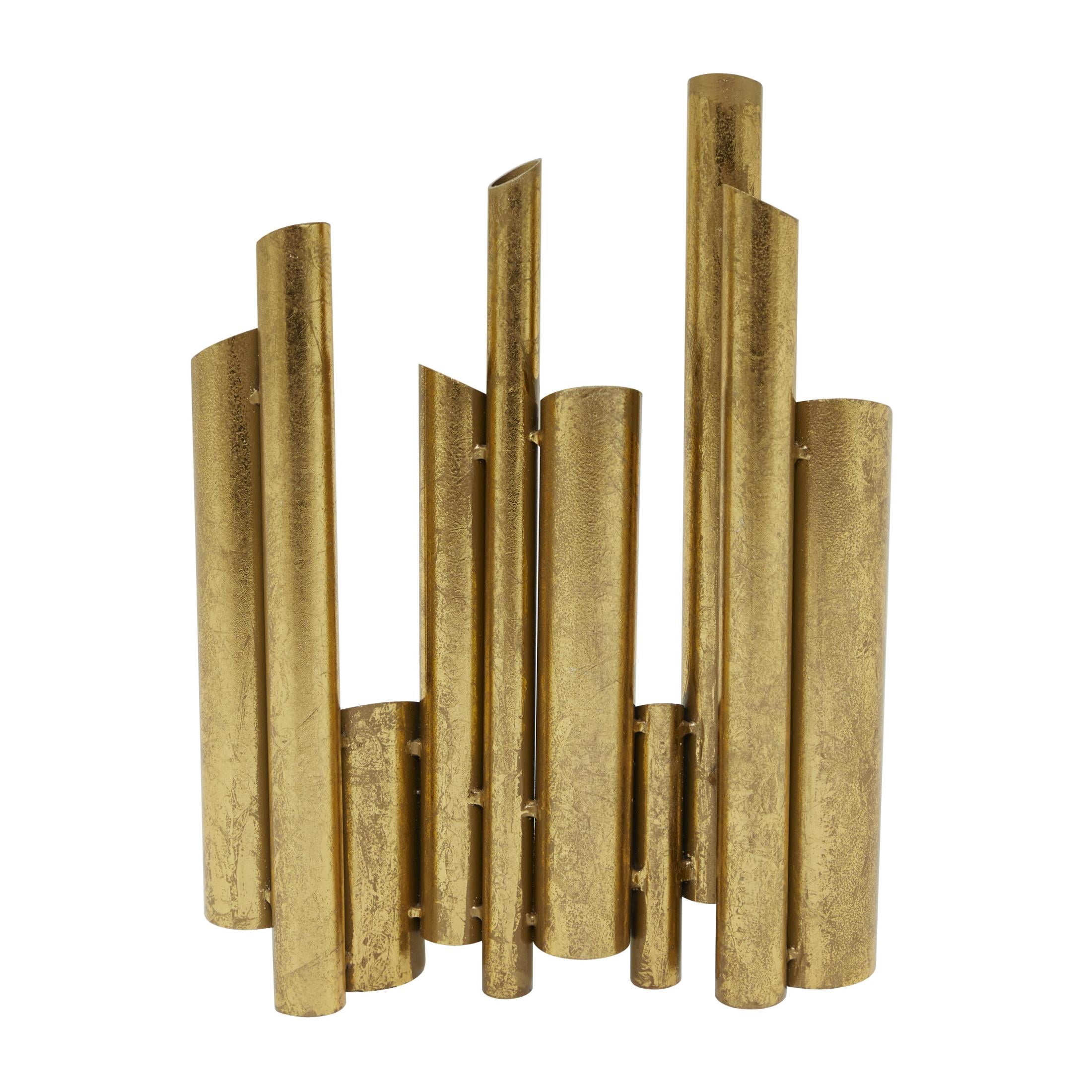 CosmoLiving by Cosmopolitan 14" Organ Pipe Gold Metal Vase