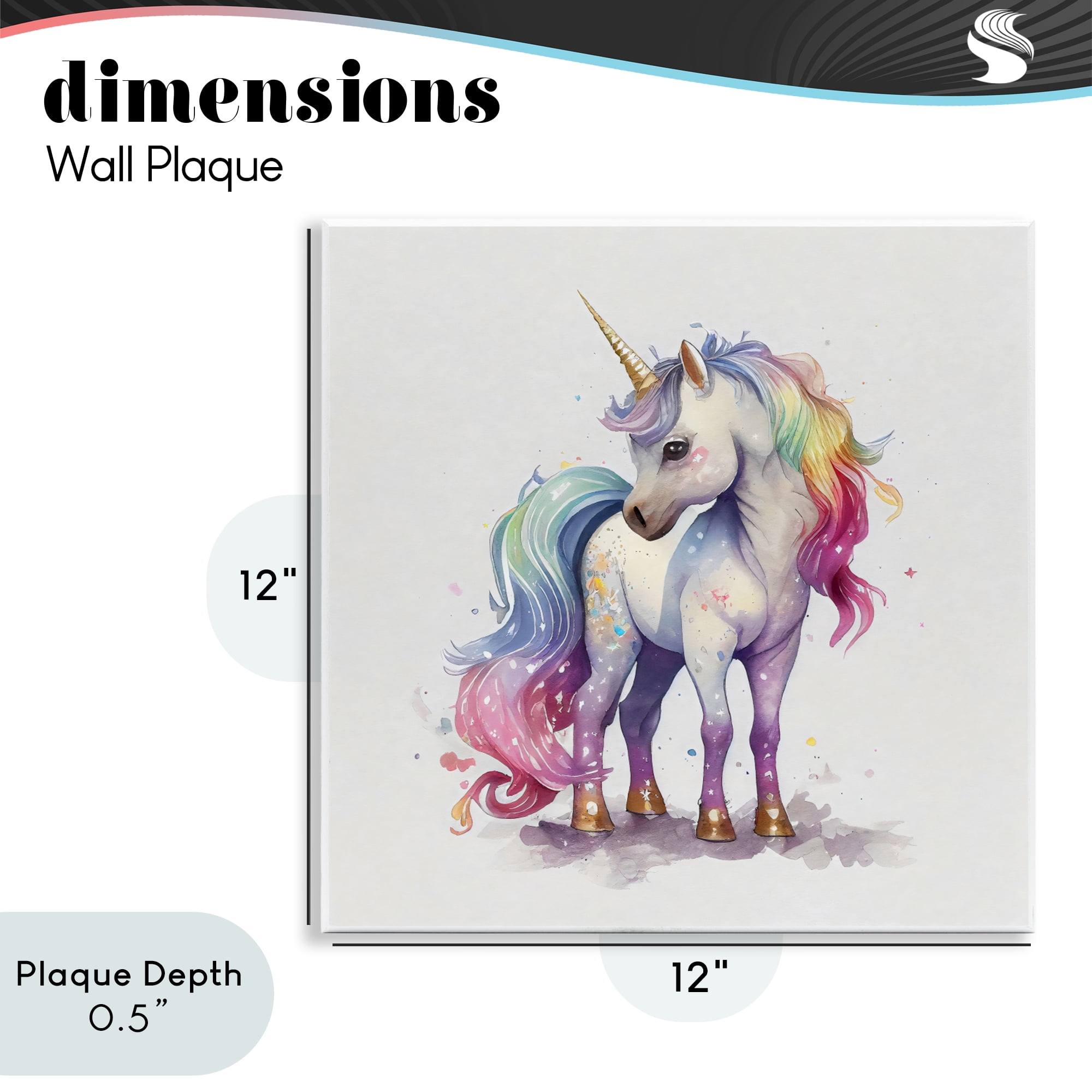 Stupell Industries Watercolor Unicorn & Rainbow Mane Wall Plaque Art, design by Creative Studio