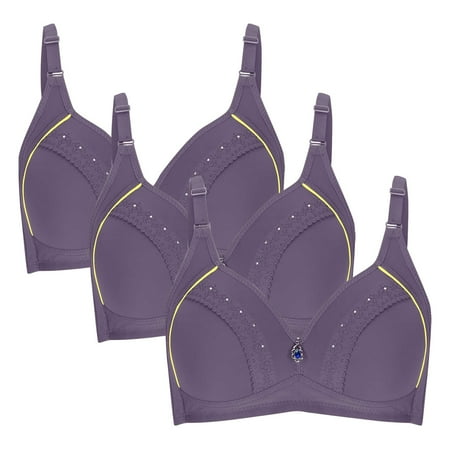 Brnmxoke Comfortable Wireless Daily Bra Seamless Push Up Full Coverage No Underwire Bras for Women 3 Pack Purple 38