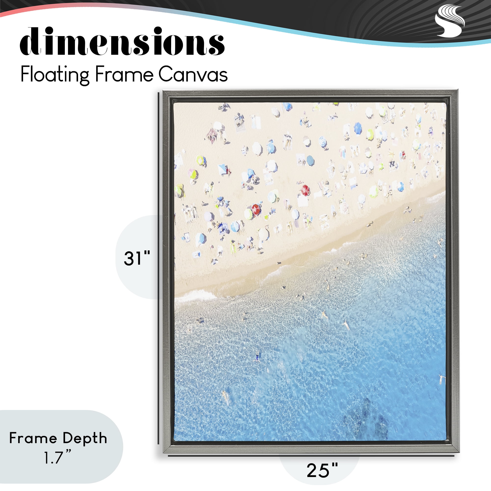 Stupell Industries Happy Beach in Summer Gray Framed Floater Canvas Wall Art, design by Leah Straatsma