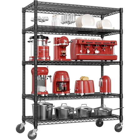 M MZG Garage Shelving Wide Storage Shelves 5 Tier Metal Shelves 4000 LBS Heavy Duty Adjustable Utility Shelf Rack Black 23.6" D x 53.1" W x 73.6" H